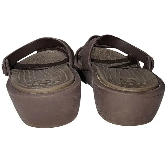 Crocs Sienna Slides Wedge Sandals Brown Comfort Casual Shoes Size 9W - Picture 4 of 5